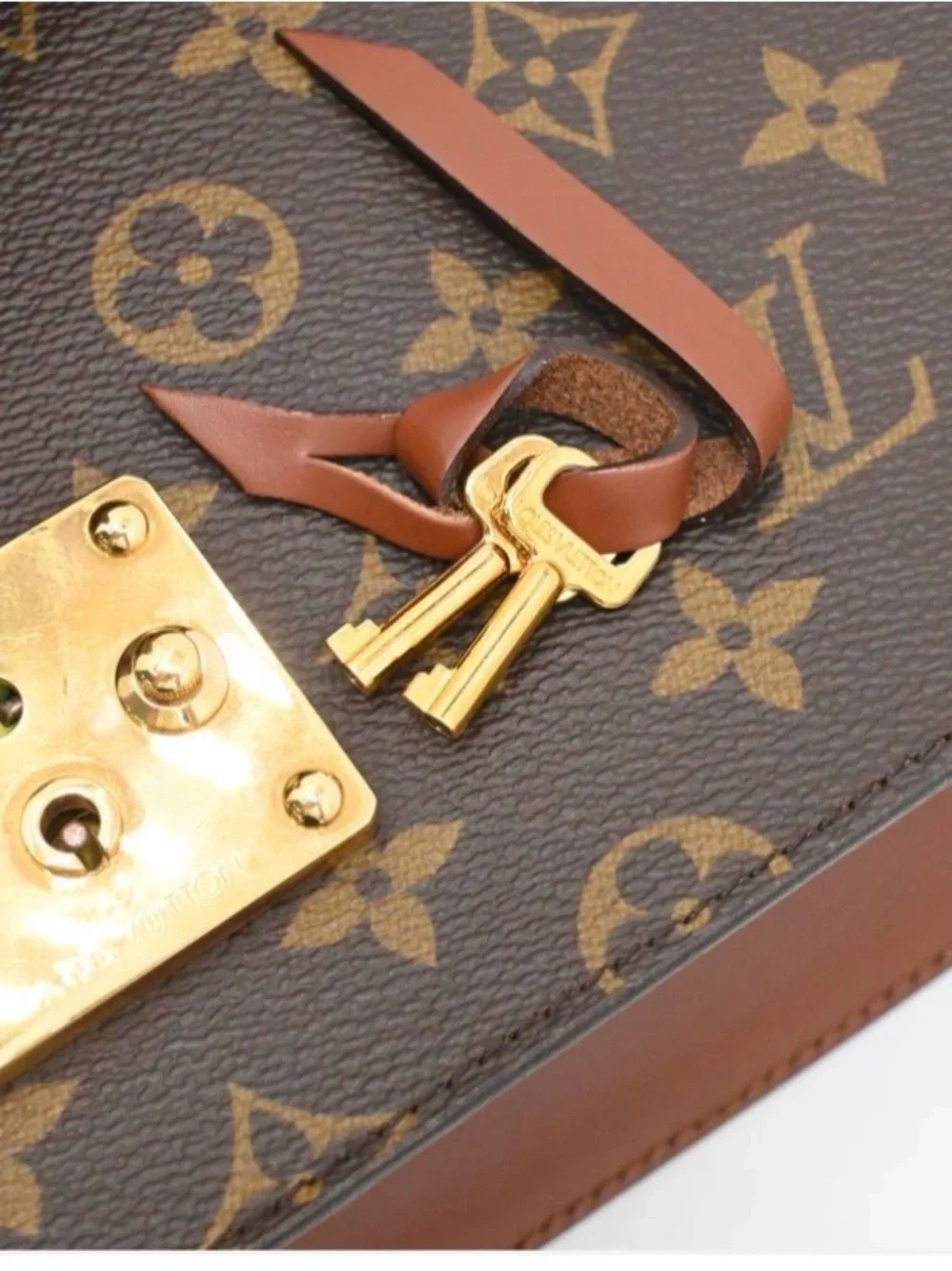 Louis Vuitton Brown Monogram Satchel with Gold Hardware